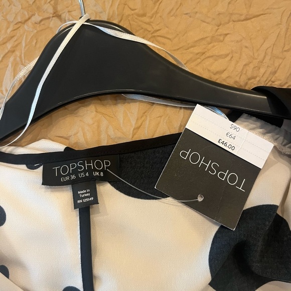 Topshop Mix Spot Ruched Midi Wrap Dress - Picture 7 of 8